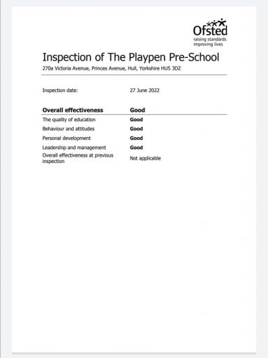 Report detailing the inspection findings of the Playpen Pre-School.